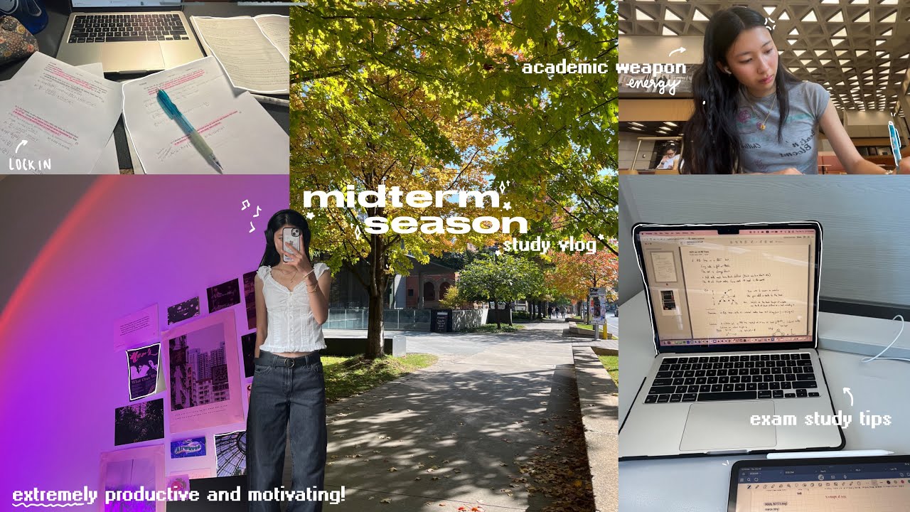 MIDTERM SEASON STUDY VLOG 🎧ྀི♡☕ time to LOCK in, super motivating and productive, exam study tips