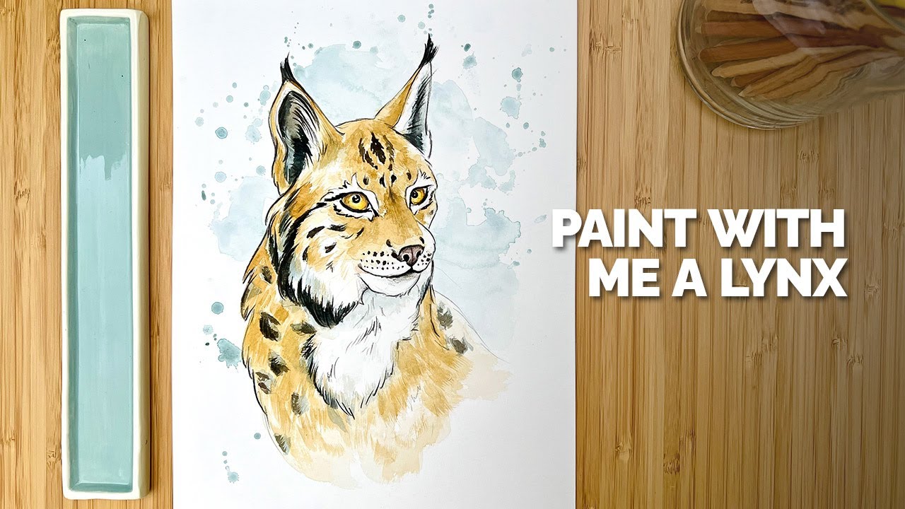 Paint with me a Lynx with watercolours - Winter painting