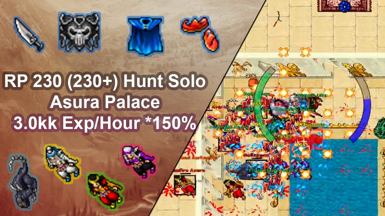 Tibia Royal Paladin 230 (230+) Solo Hunt /Port Hope Asura Palace/ 3.0kkExp/Hour 150% Bestiary :*