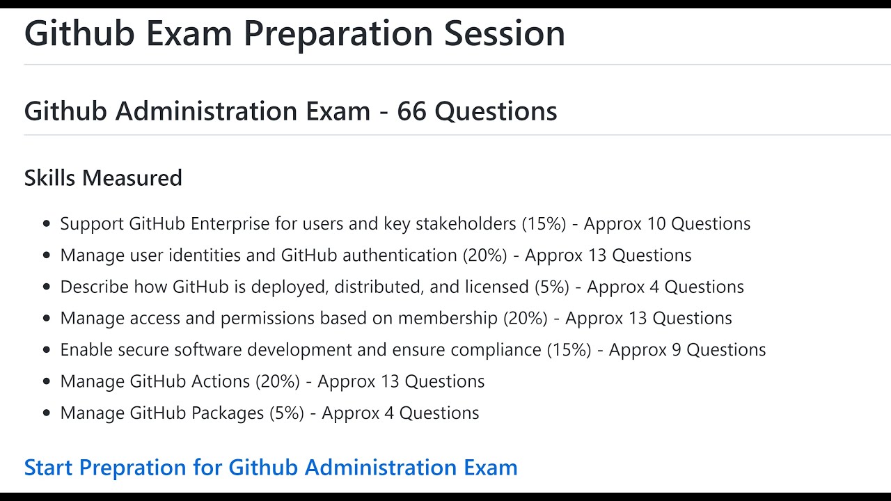 Github Administration Exam Preparation