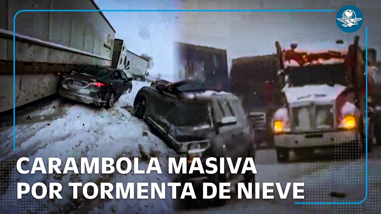 Caos vial en Michigan: 100 autos y camiones chocan por intensas nevadas