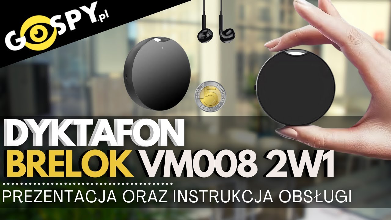 VM008 BRELOK 2W1 MINI DYKTAFON SZPIEGOWSKI - PREZENTACJA, OBSŁUGA I DŹWIĘKU - GOSPY.PL