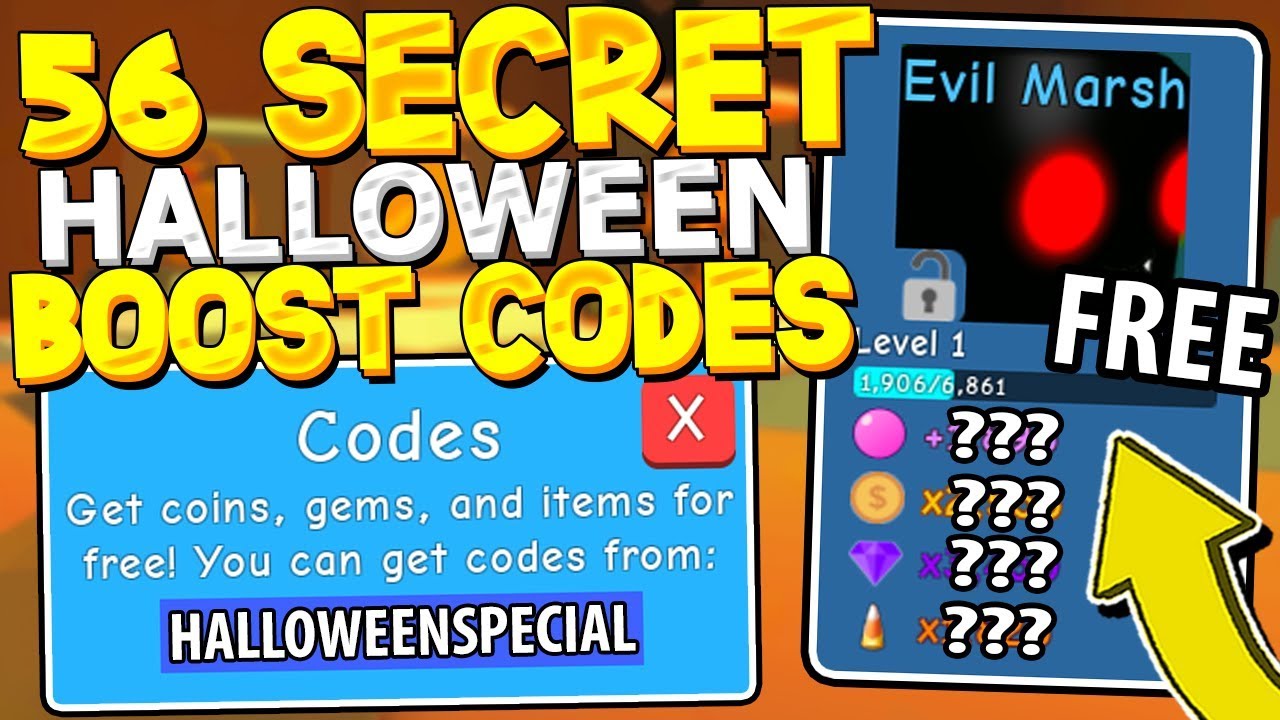 56 SECRET HALLOWEEN BOOST CODES IN BUBBLE GUM SIMULATOR! Roblox