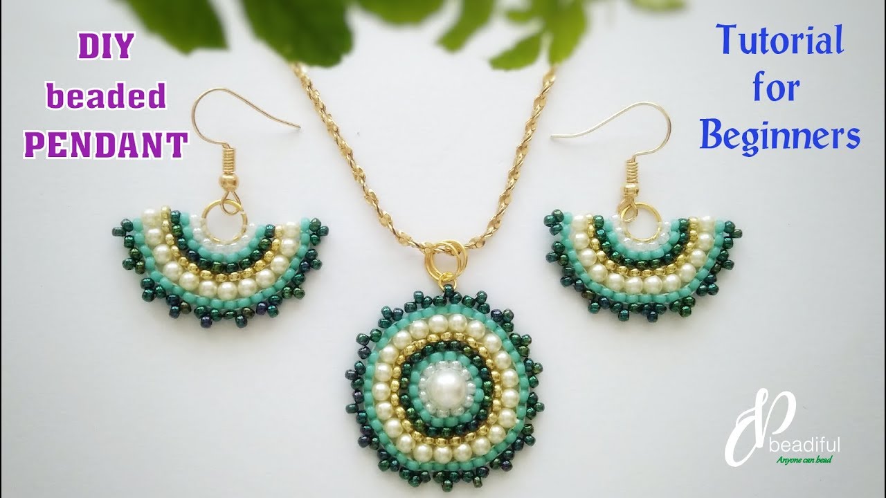 DIY beaded pendant for Beginners | Circular brick stitch pendant | How to make beaded pendant