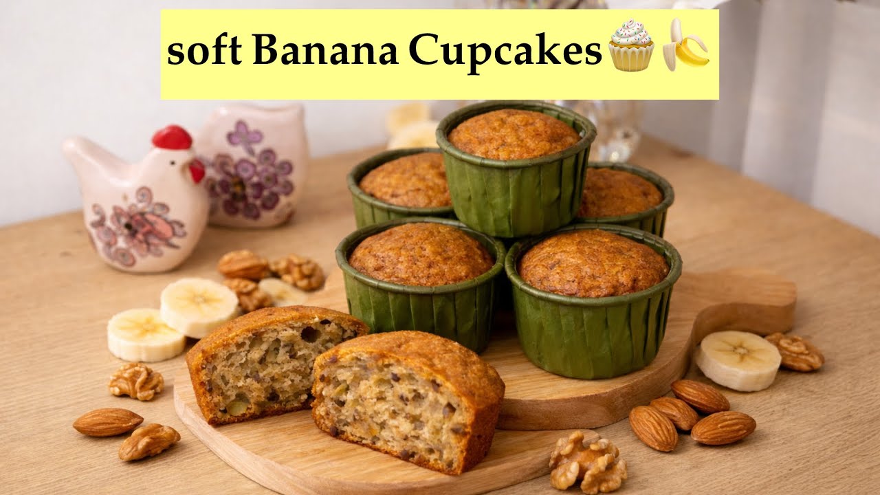 Soft & Moist Banana Cupcakes | Easy Homemade Recipe