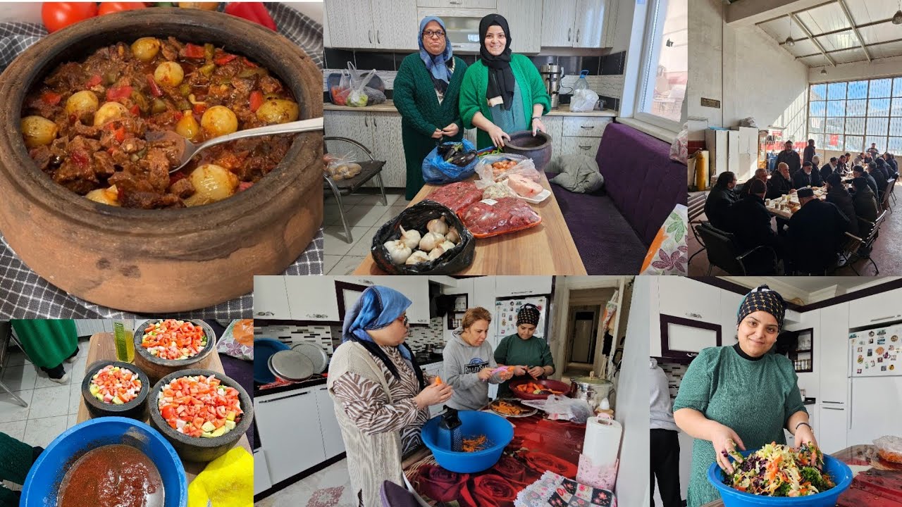 Eşimin iş yerinde kocaman güveçlerle yemek yapıyoruz / Annesinin Babasının ruhuna mevlüt okuttuk