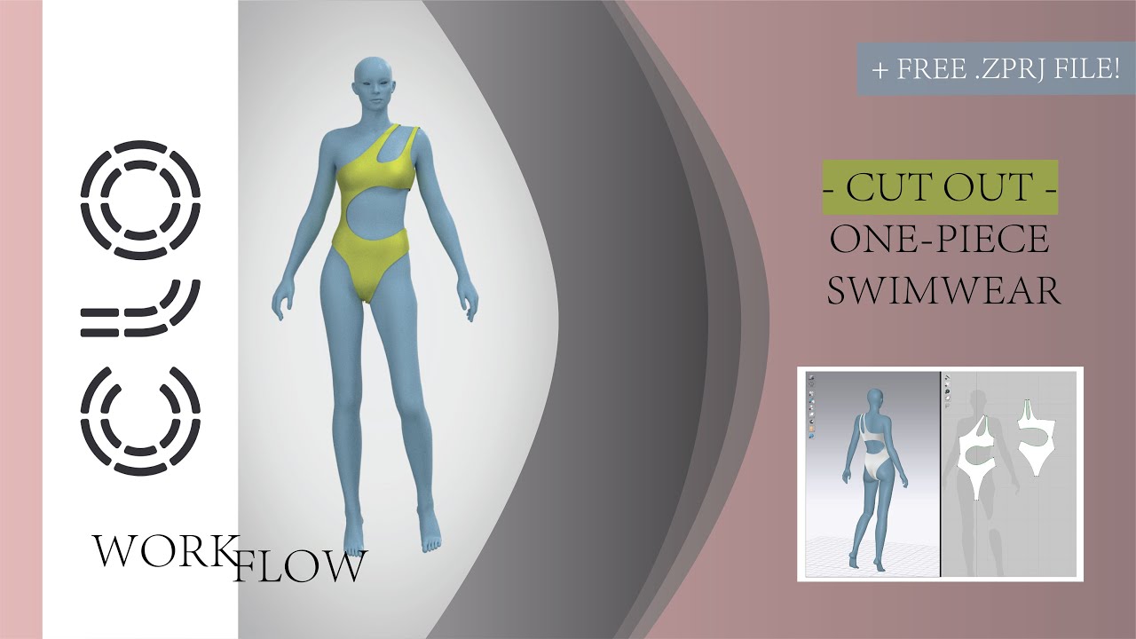 How to make swimsuit with CUTOUT in CLO 3D from the basic one-piece swimwear | Free basic ZPRJ