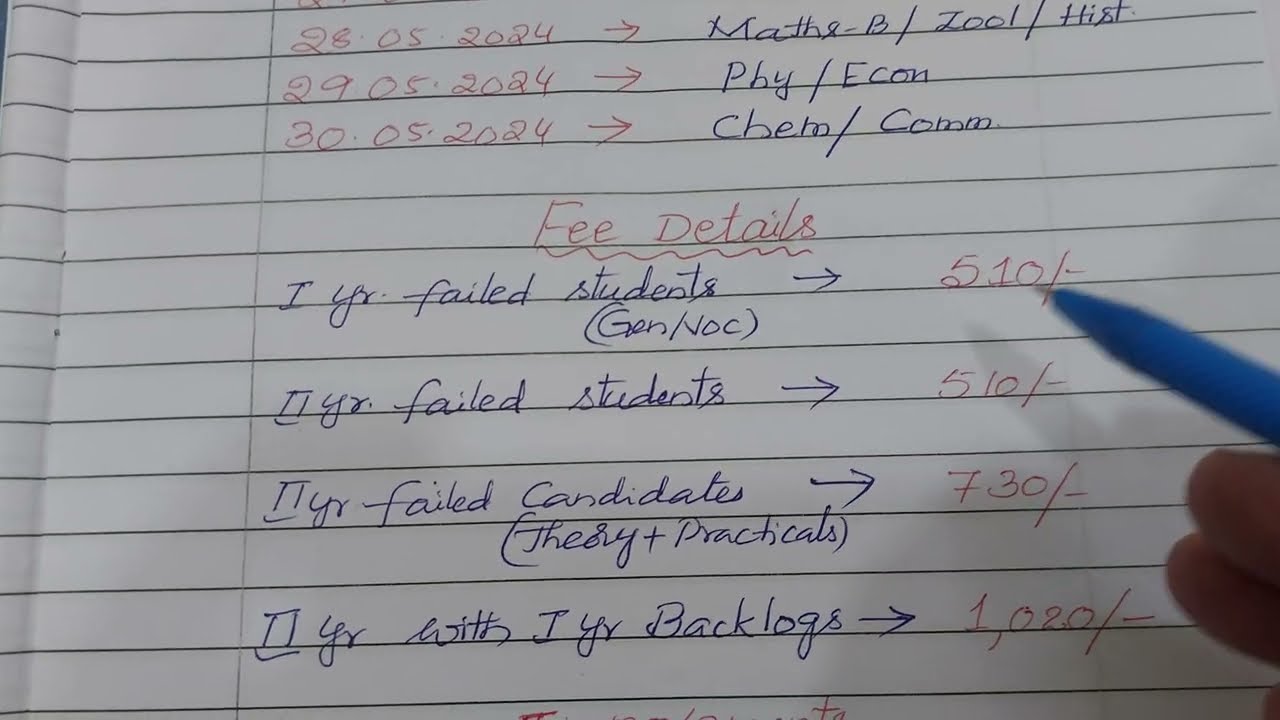 Supplementary Exams/Fee Details