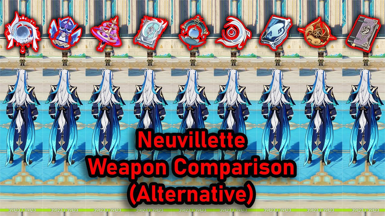 Neuvillette Weapon Comparison | Miliastra Wonderland Damage Test | Genshin Impact