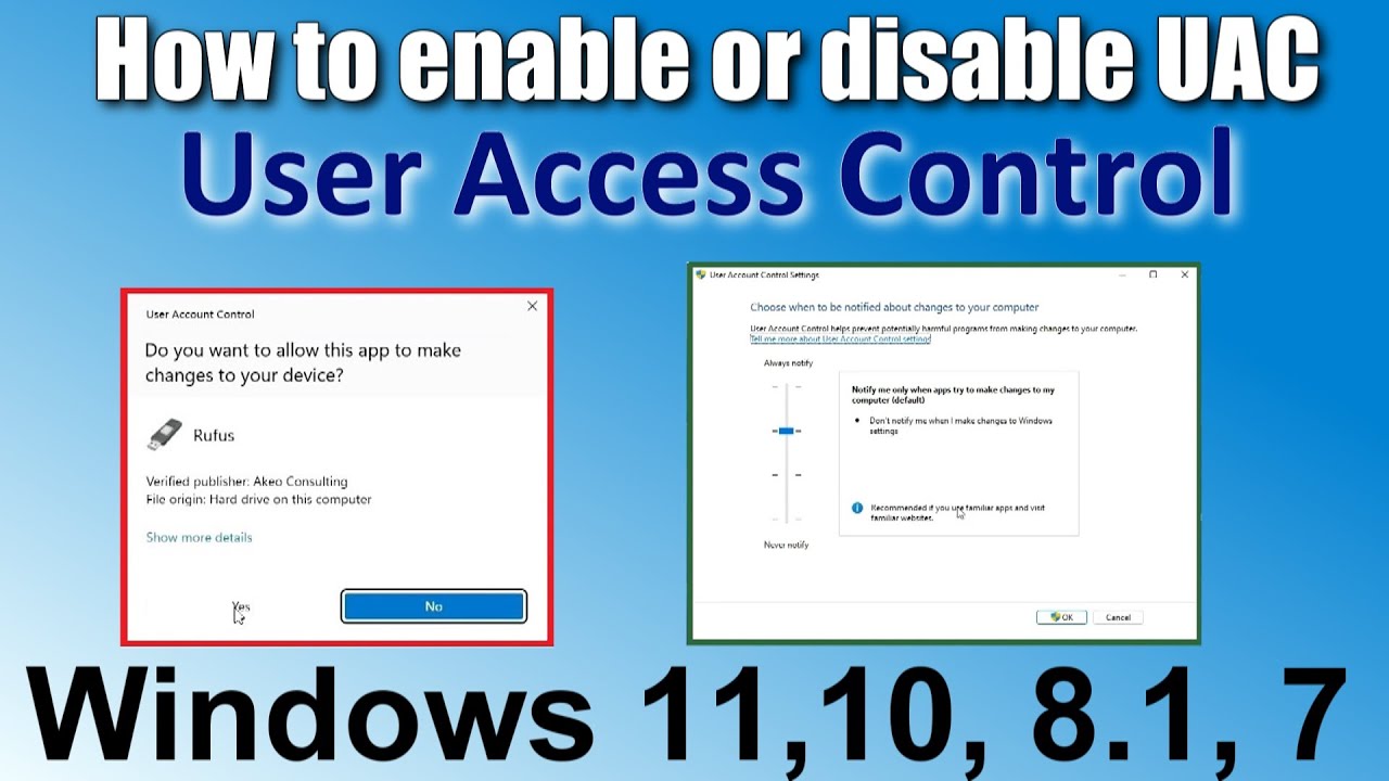 ✅Отключение контроля учетных записей Windows 11, 10, 8.1, 7 \ Отключение запроса UAC Windows 10\П...