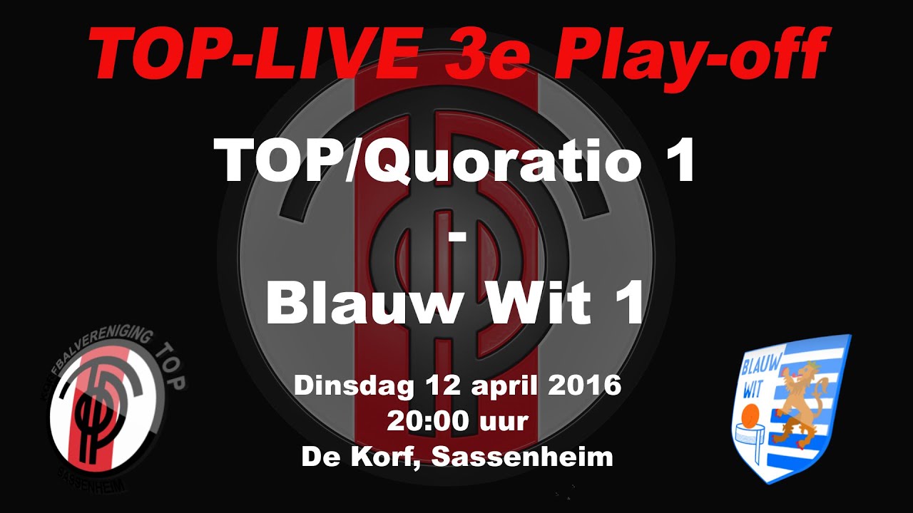 Derde Play-off wedstrijd TOP/Quoratio 1 - Blauw Wit 1, op dinsdag 12 april 2016