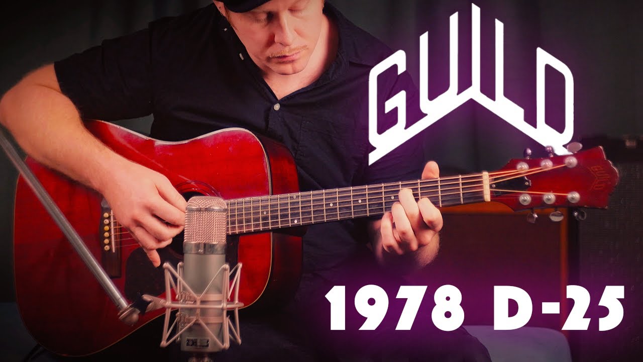 1978 Guild D-25-CH in Striking Cherry Red - Acoustic and Pickup Comparison