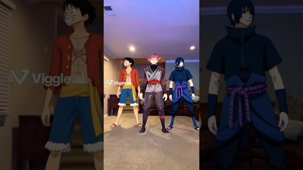 Black Goku x Luffy x Sasuke | Dai Delicia Anime Dance Edit 🔥🌀 #luffy #sasuke #blackgoku