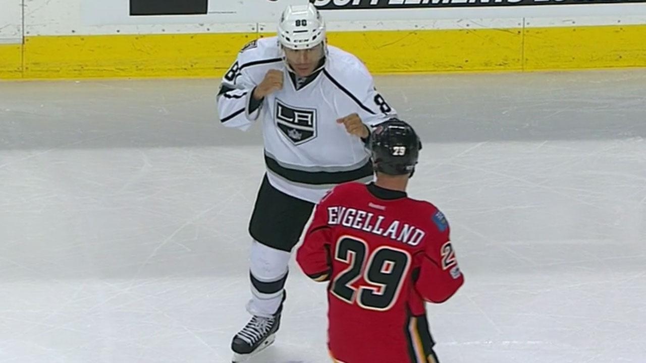 Iginla and Engelland drop the gloves for a 12 round tilt