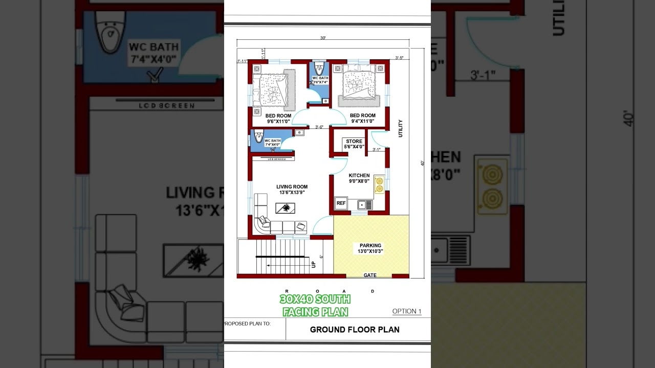 30X40 SOUTH FACING VASTU PLAN | 30X40 HOUSE PLAN|| #trending #housedesign #home #shorts