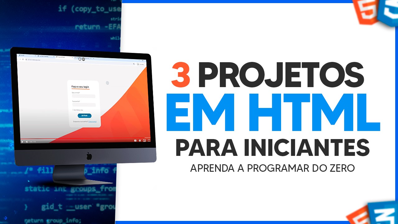 3 Projetos em HTML e CSS para Iniciantes