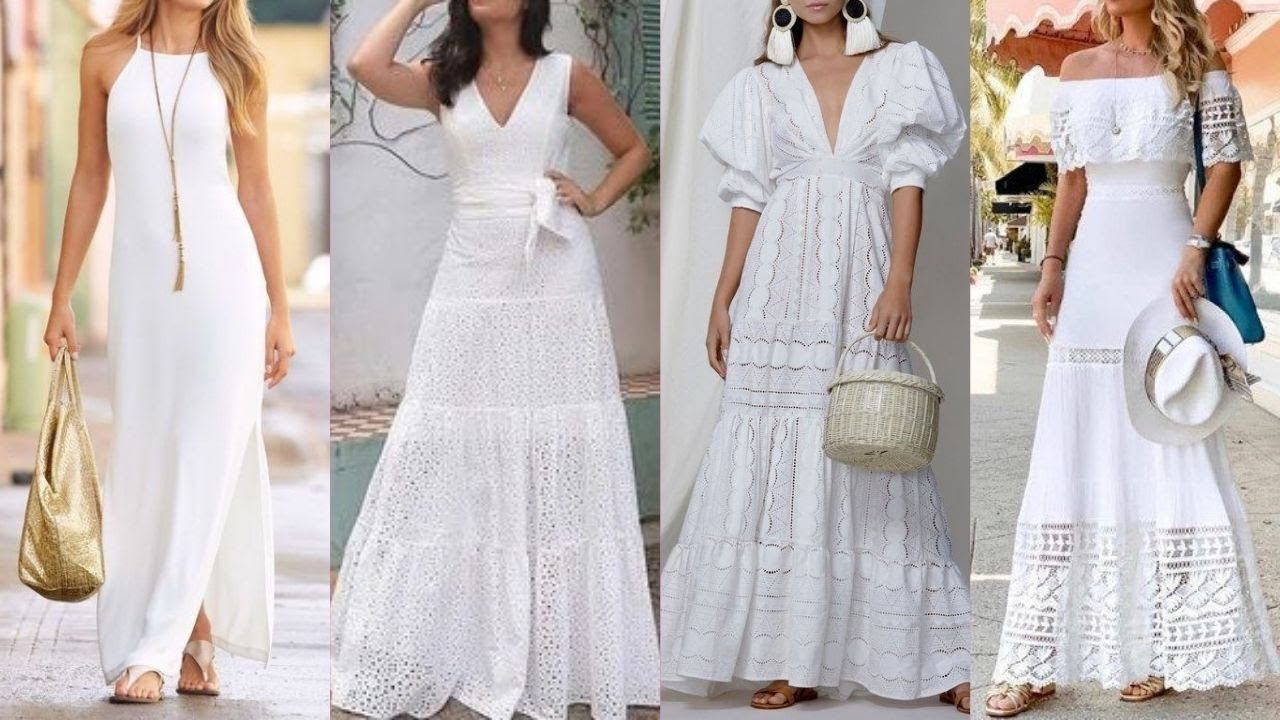 VESTIDOS BLANCOS EN LARGO DE MODA 2022👗WHITE LONG FASHION DRESSES 2022