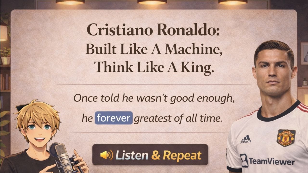 Cristiano Ronaldo’s Success Mindset | Built Not Born | English Shadowing Practice (Slow & Clear)