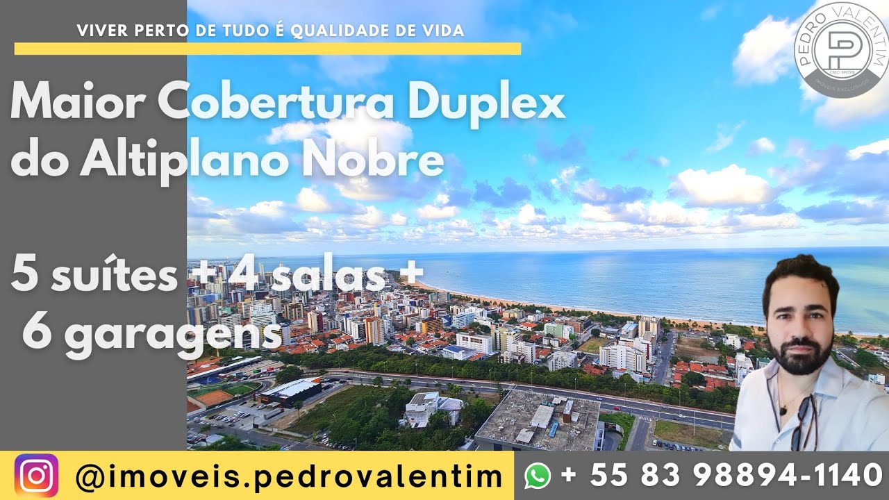 🔥 VENDIDO 🔥Cobertura Duplex Altiplano Nobre em João Pessoa com 508m² + 6 vagas de garagem