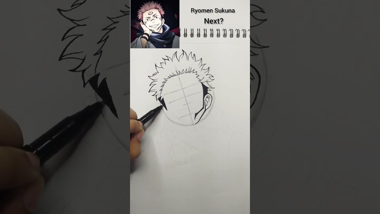 how to draw sukuna🪽 step by step  tutorial#sukuna #jujutsukaisen #anime #animeedit #shorts #viral