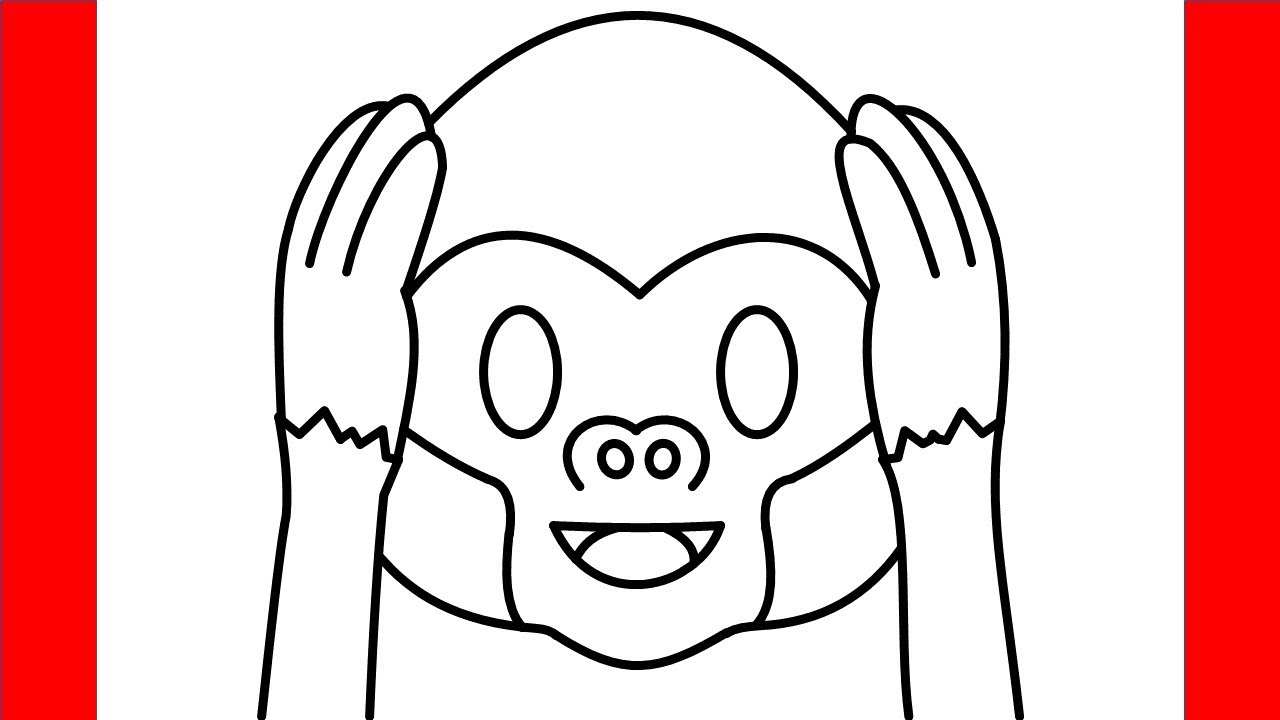 How To Draw Hear No Evil Monkey - Step By Step Drawing