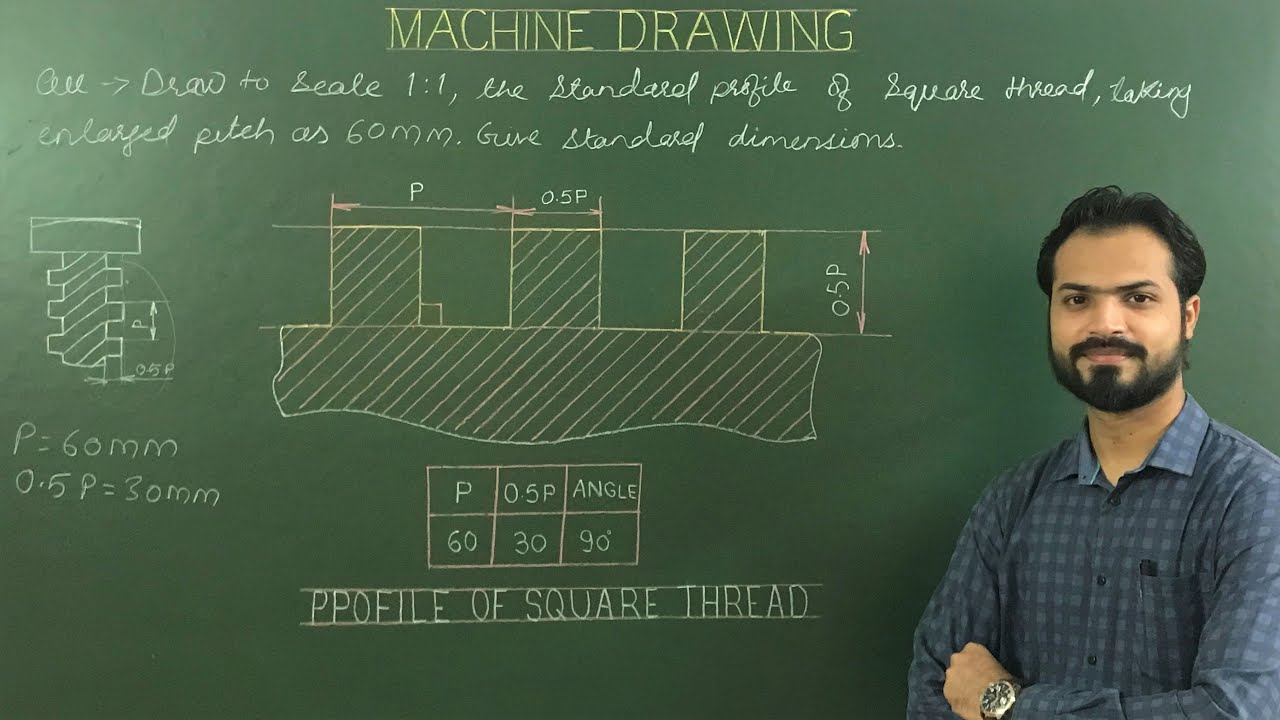 Square Thread Or Profile Of Square Screw Thread In Machine Drawing (Part - 2)