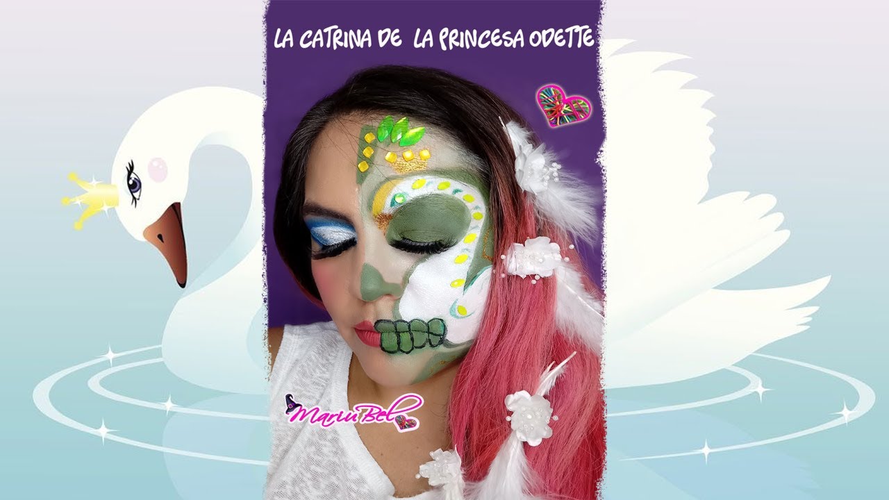 🦢👑 #shorts Recreando La Catrina de La PRINCESA ODETTE / Maquillaje para Halloween / Mariu Belo