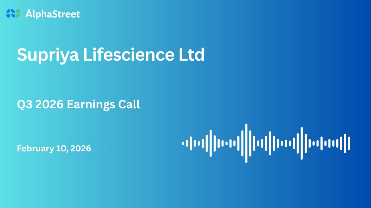 Supriya Lifescience Ltd Q3 FY2025-26 Earnings Conference Call