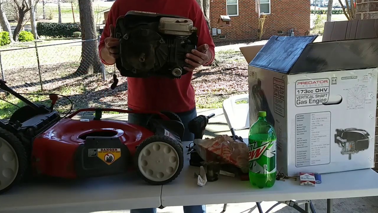 Замена двигателя газонокосилки Harbor Freight Predator 5,5 л.с. 173 куб.см.