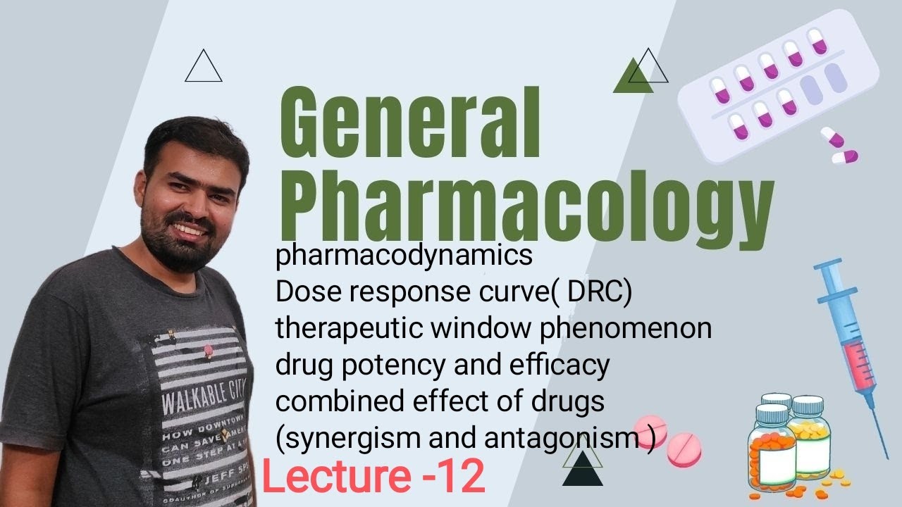 general pharmacology ( part- 12) pharmacodynamics, DRC, drug potency and efficacy, combined effect