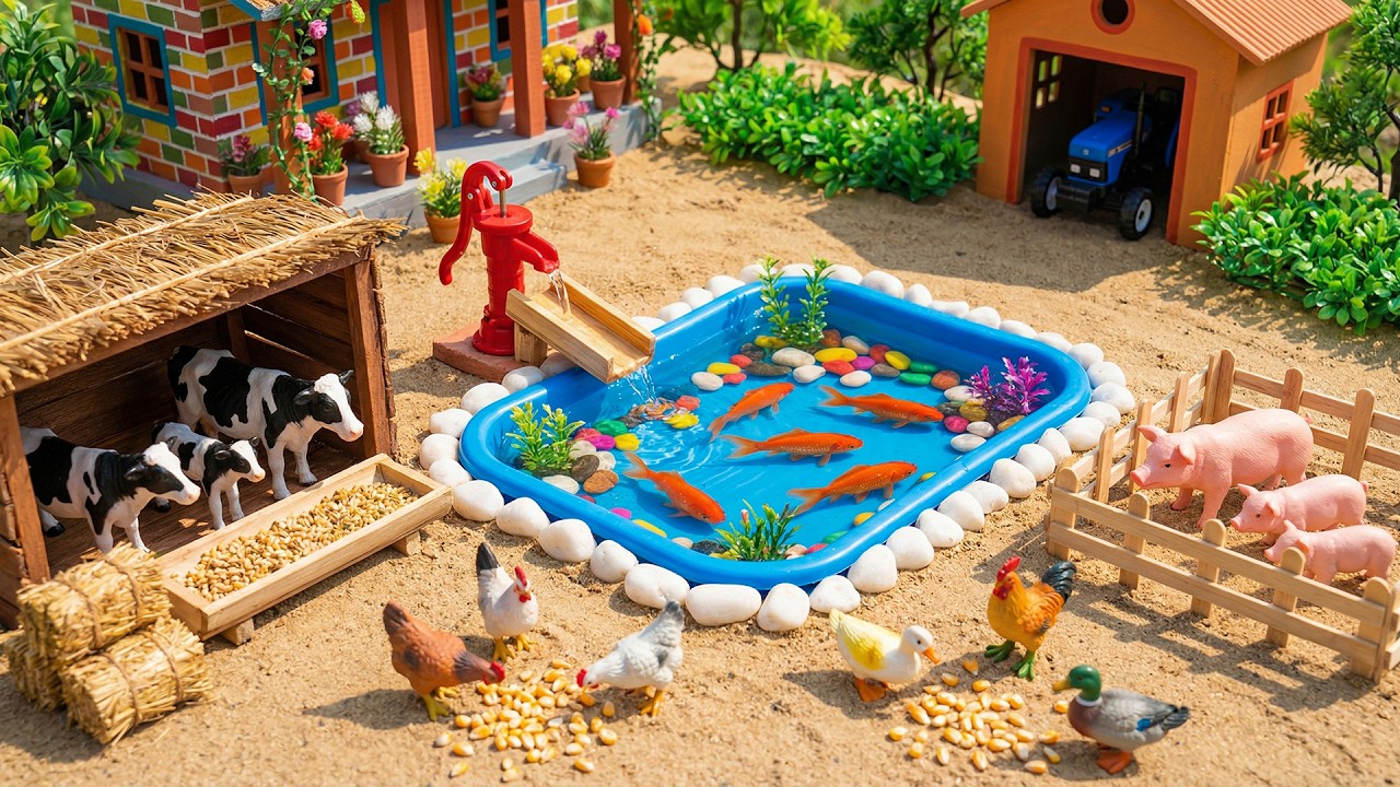 Creative Rainy Farm Diorama 🌧💧 | Rain Puddles & Relaxing Water Flow Mini Farm