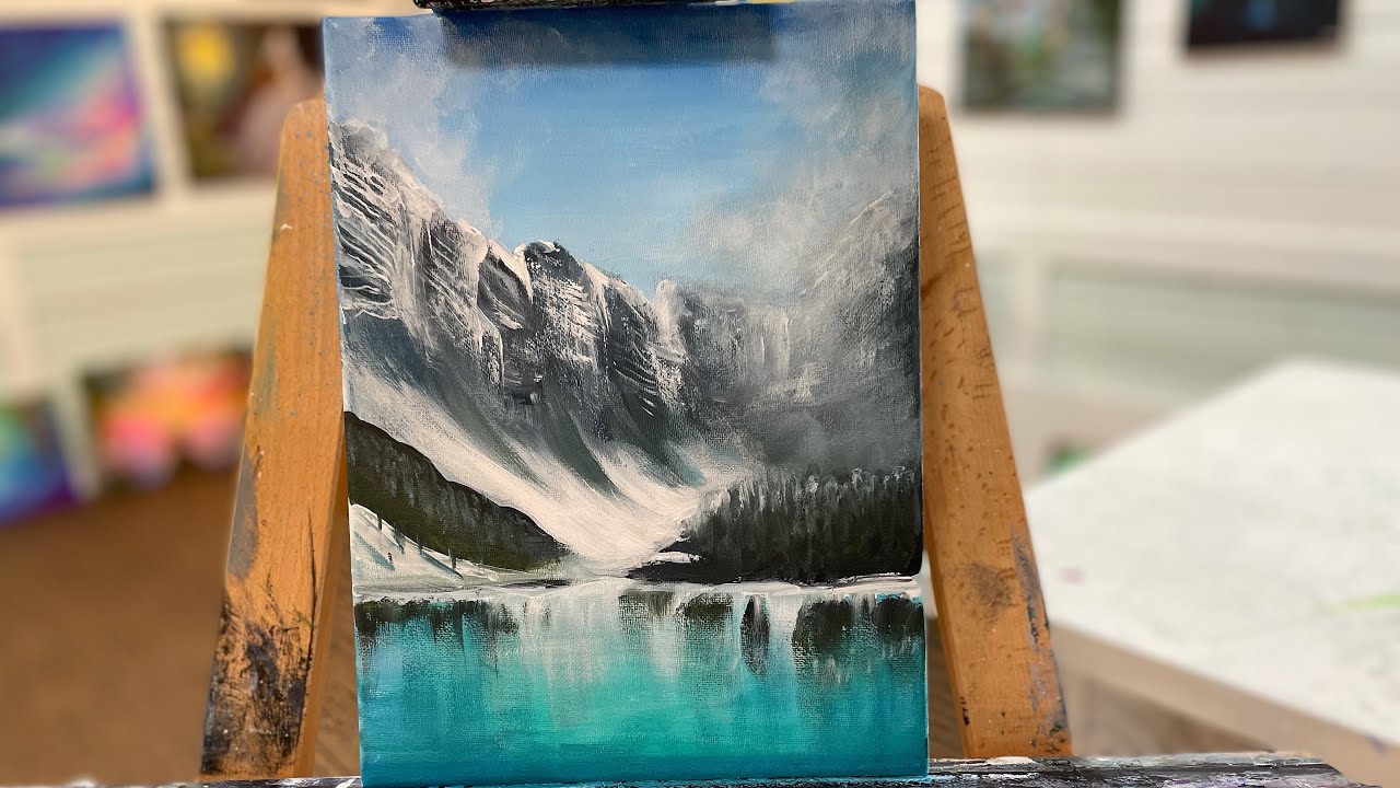 How To Paint WINTER MOUNTAINS AND LAKE