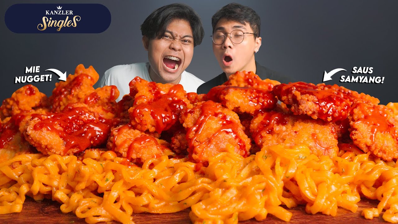 GILAA!! MUKBANG MIE SAMYANG + NUGGET KANZLER SAUS SAMYANG BARENG WEDA!! SAKIT PERUT!!🥵