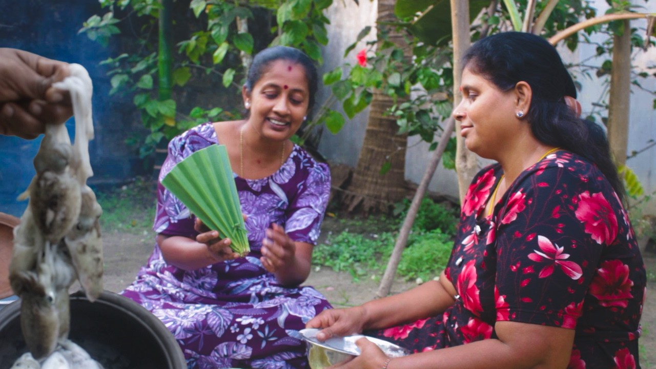 Village Life in Jaffna Sri Lanka | Traditional Kurakkan Puttu & Kanavai Curry Cooking | Squid Curry