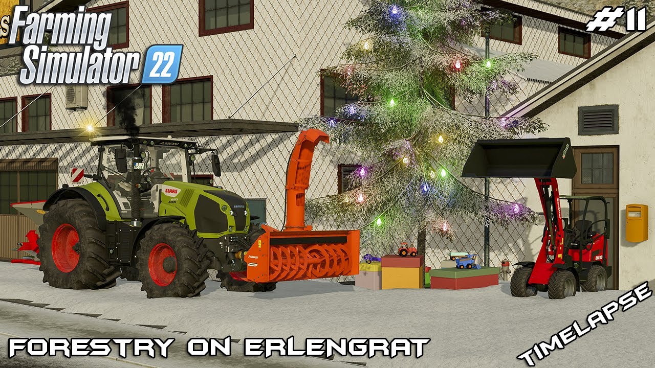 Cleaning SNOW and putting CHRISTMAS TREE | Forestry on ERLENGRAT | Farming Simulator 22 | Episode 11