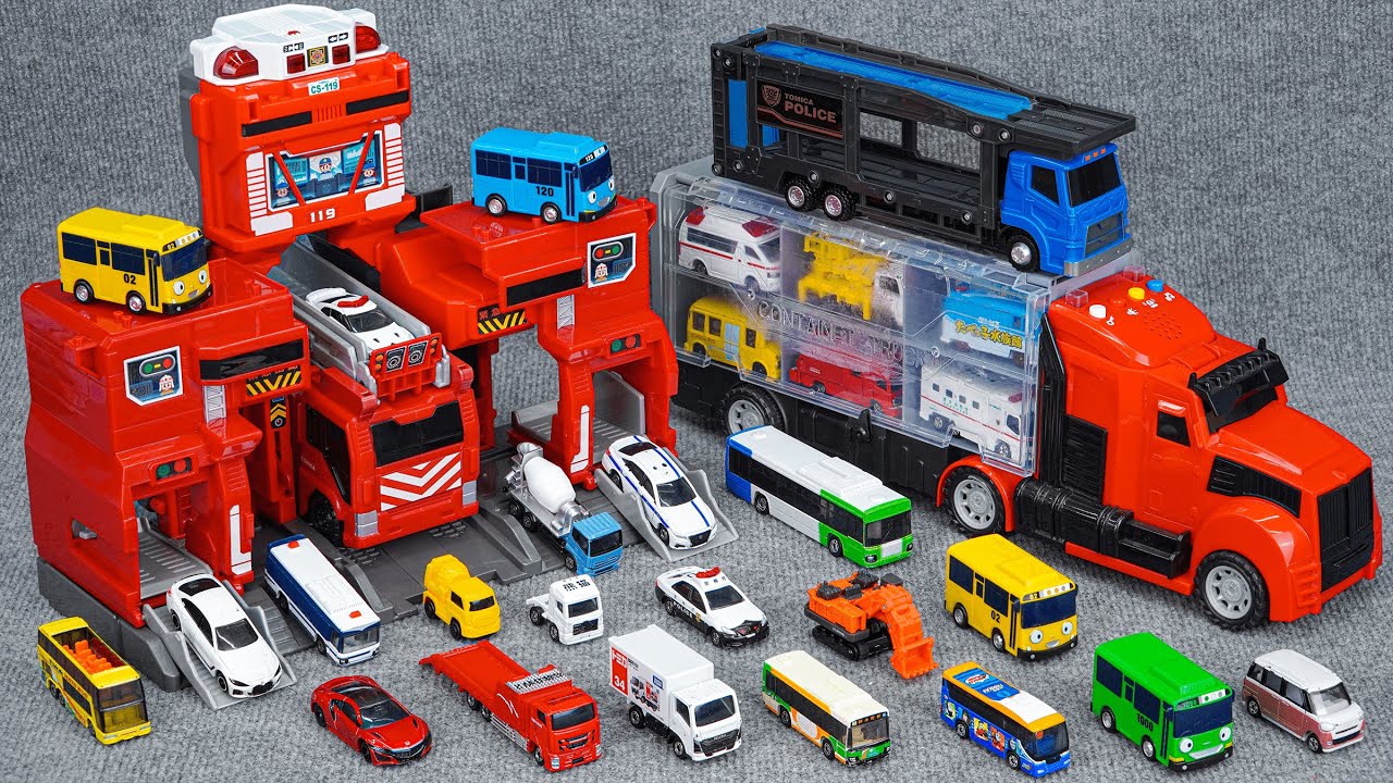 色んな消防車と救急車！はしご消防車が飛び出す!自動変形!Tomica Transformable Fire Truck Collection ASMR Satisfying with Unboxing