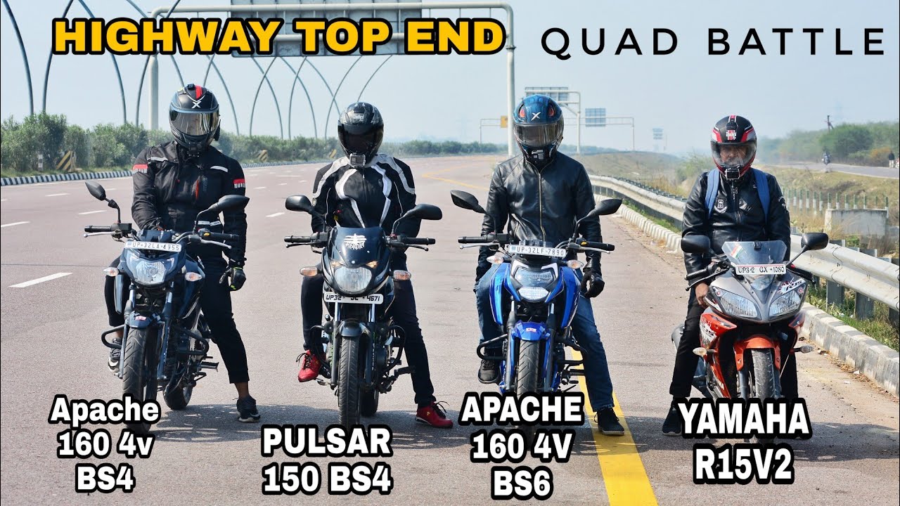 Apache 160 4V BS6 Vs Apache 160 4V BS4 Vs Pulsar 150 Vs Yamaha R15V2 | Race Till Their Potential