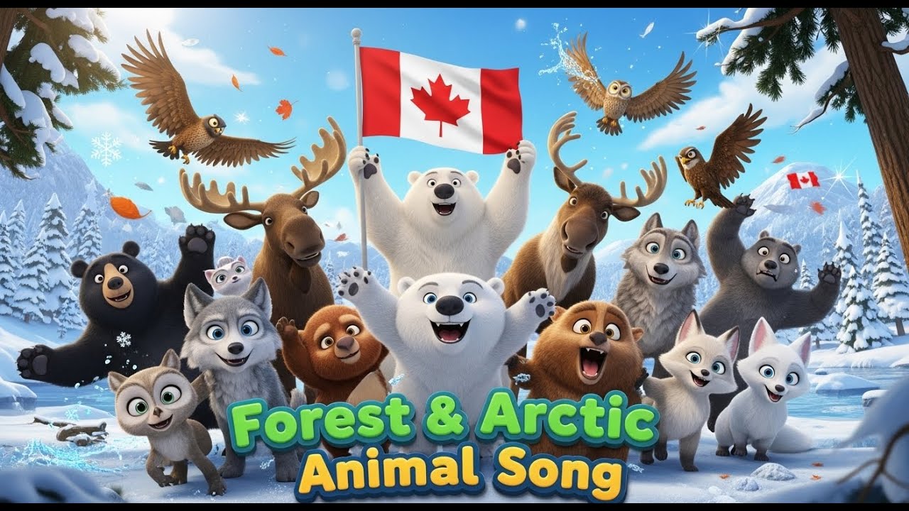🍁🐻 Канадская песенка про звуки животных для детей | Легко выучить красивые названия животных в 3D...