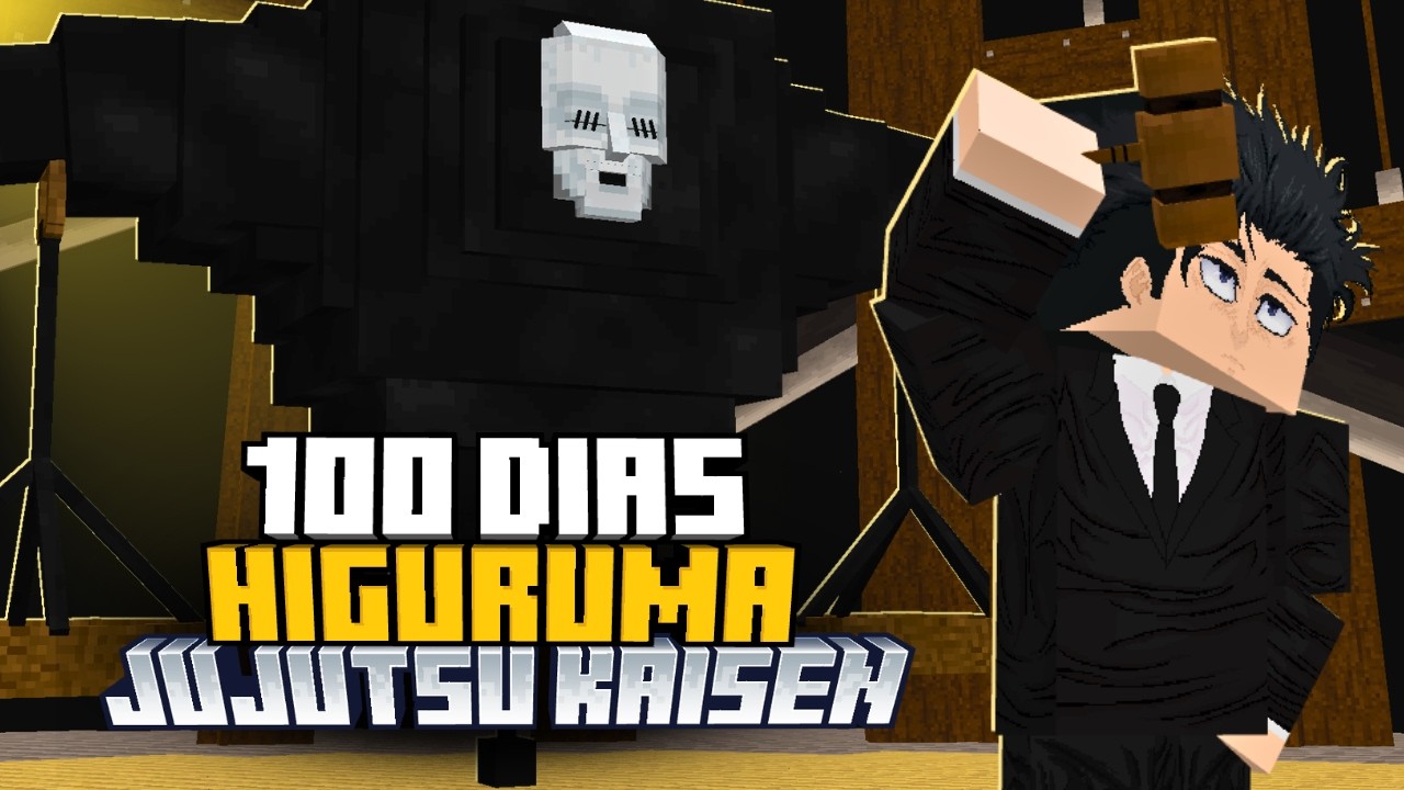 Sobrevivi 100 Dias Julgando Feiticeiros com a Técnica do HIGURUMA HIROMI no Minecraft Hardcore!