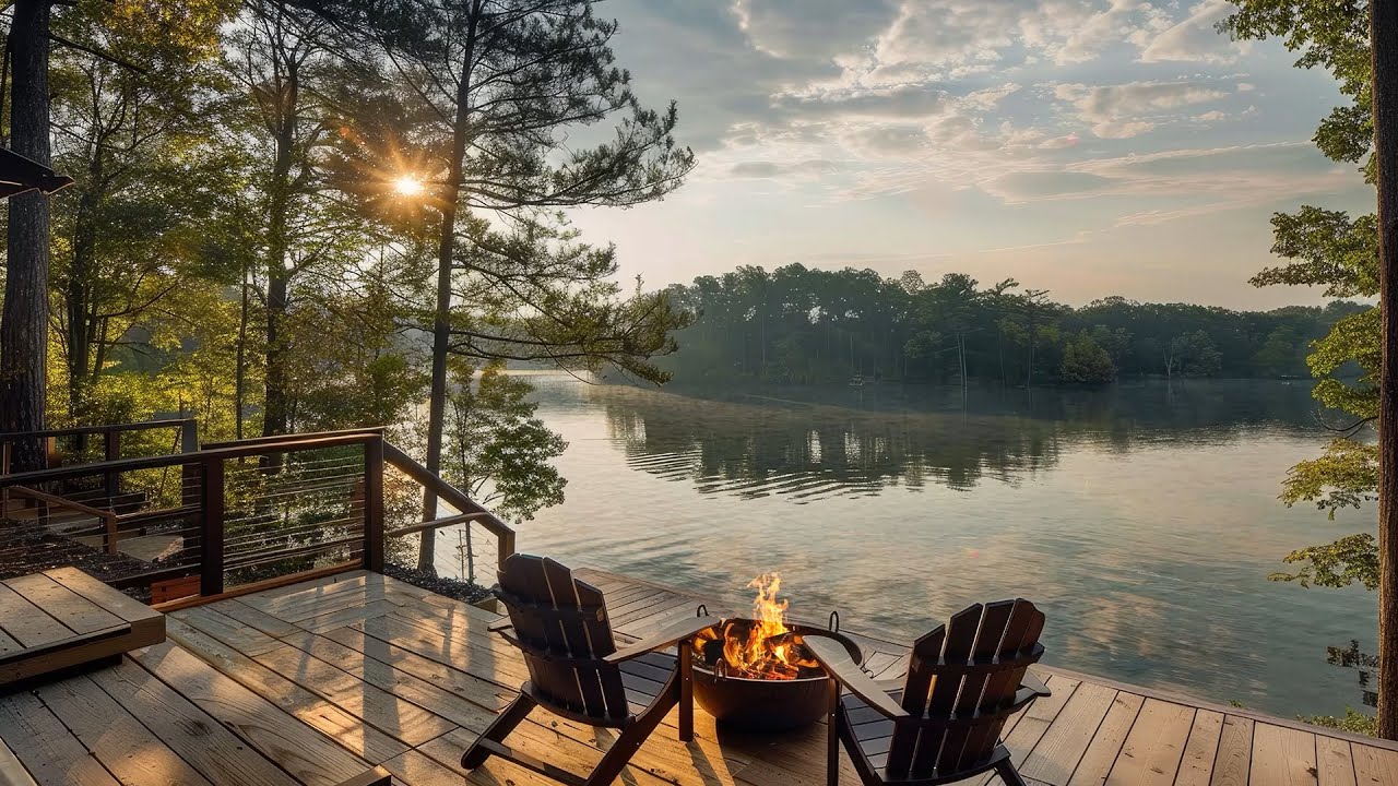 Sitting By The Lake with A Warm Campfire and The Sound of The Lake helps Relaxation and Meditation