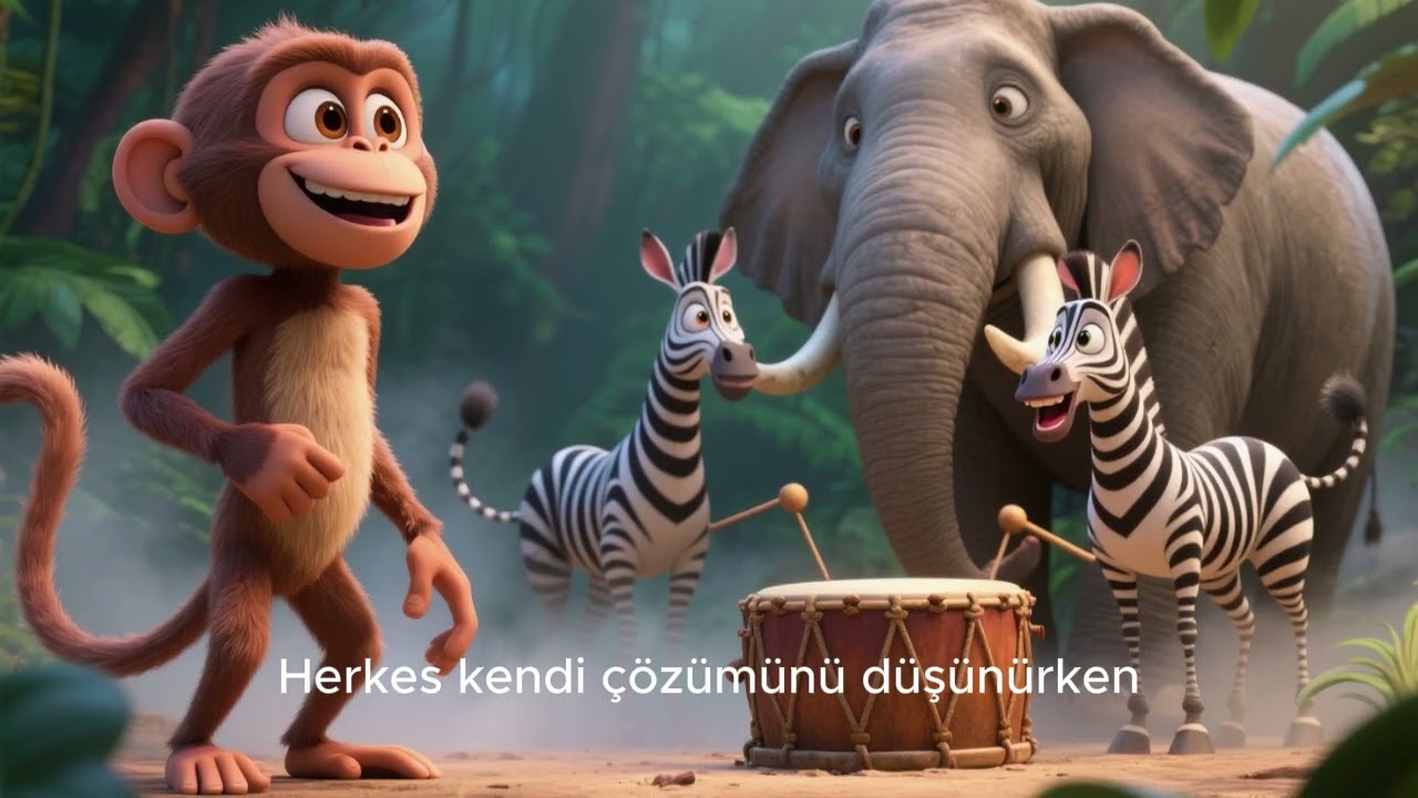 🥁 Maymun Bobi ve Hiç Susmayan Davul 🥁(Dostluğun ve Dinlemenin Hikâyesi)