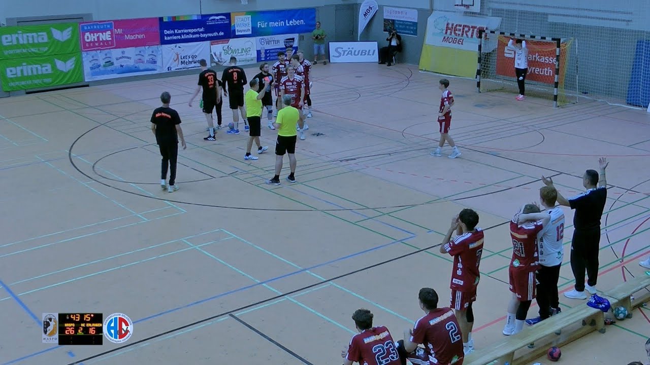 Handballregeln: Rote Karte, 12 Spielsekunden später 2-min-Strafe, dann Tor in doppelter Unterzahl