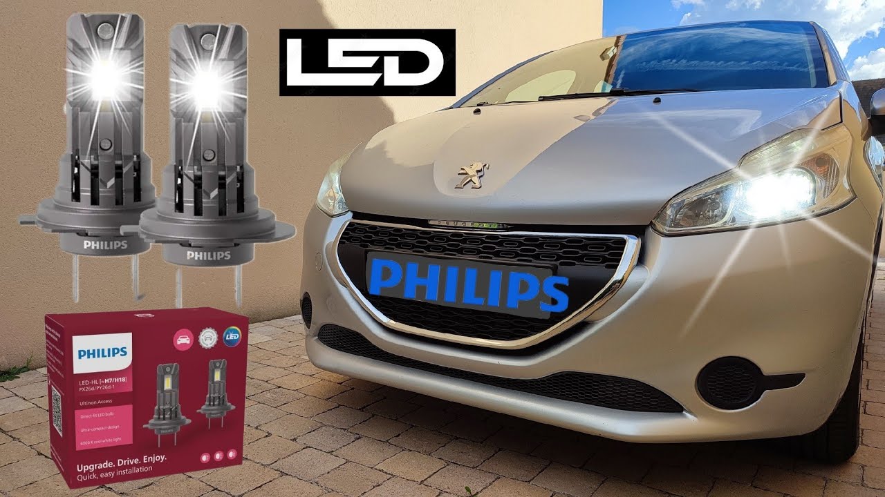 💡 MONTAGE + ESSAI FEUX DE CROISEMENT SUR PEUGEOT 208: AMPOULES/LAMPES LED H7 PHILIPS ULTINON ACCESS
