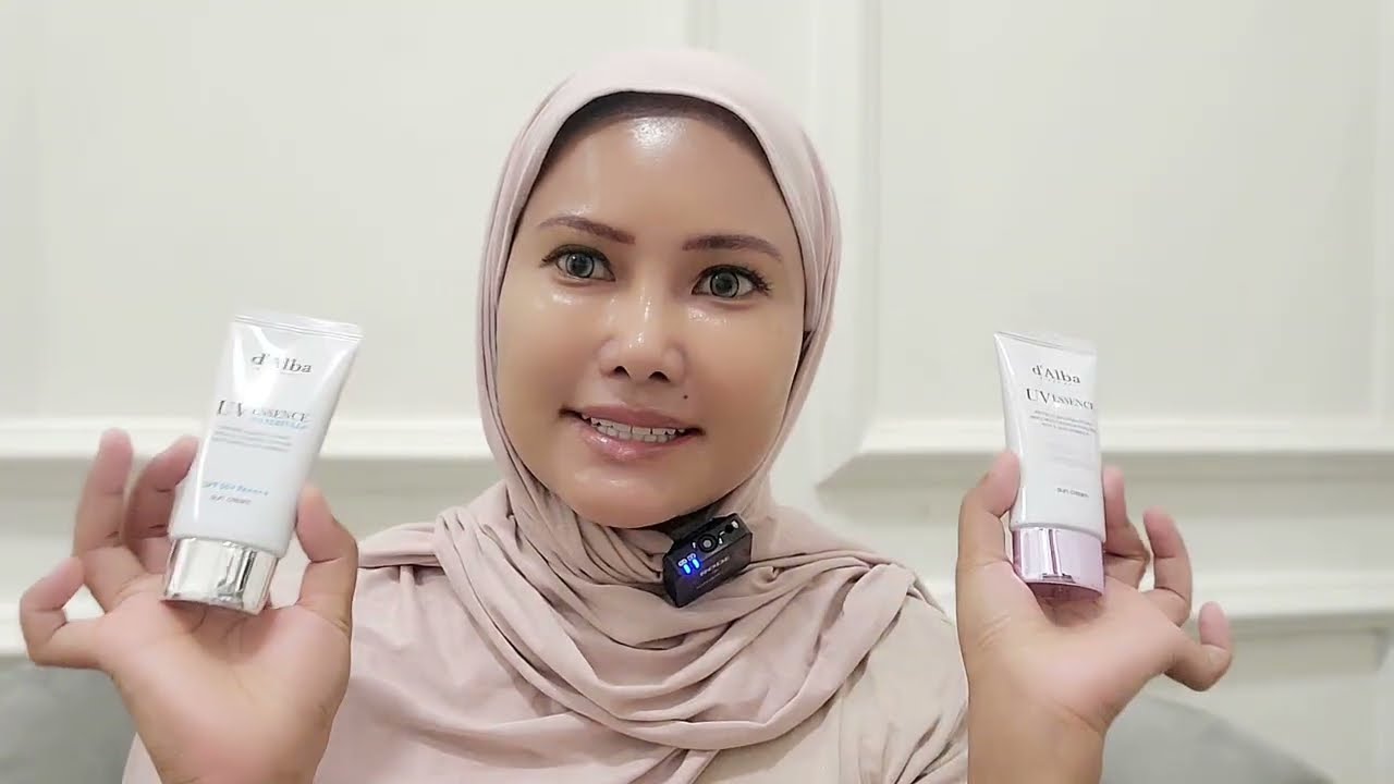 Perbedaan D’alba Suncreen tone up ungu vs putih 