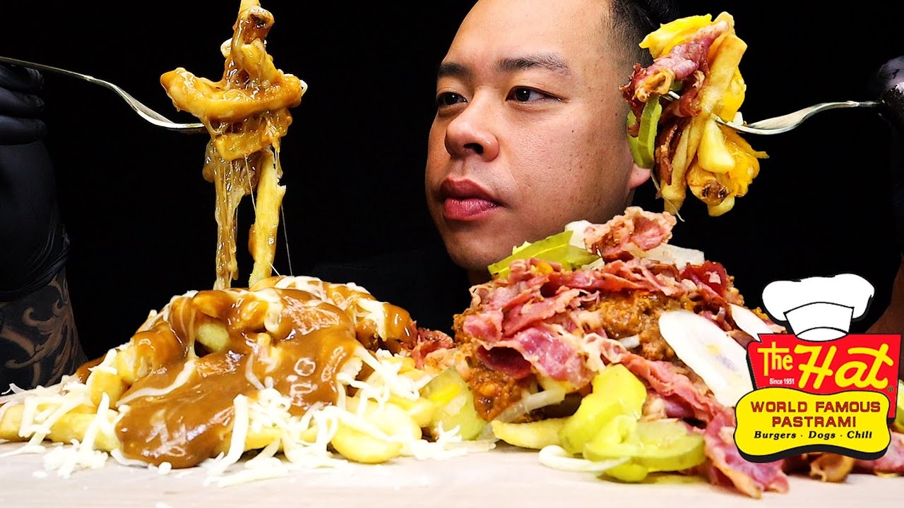 ASMR CHEESY POUTINE & PASTRAMI CHILI CHEESE FRIES MUKBANG *BIG SATISFYING BITES* ASMR_CRAVINGS