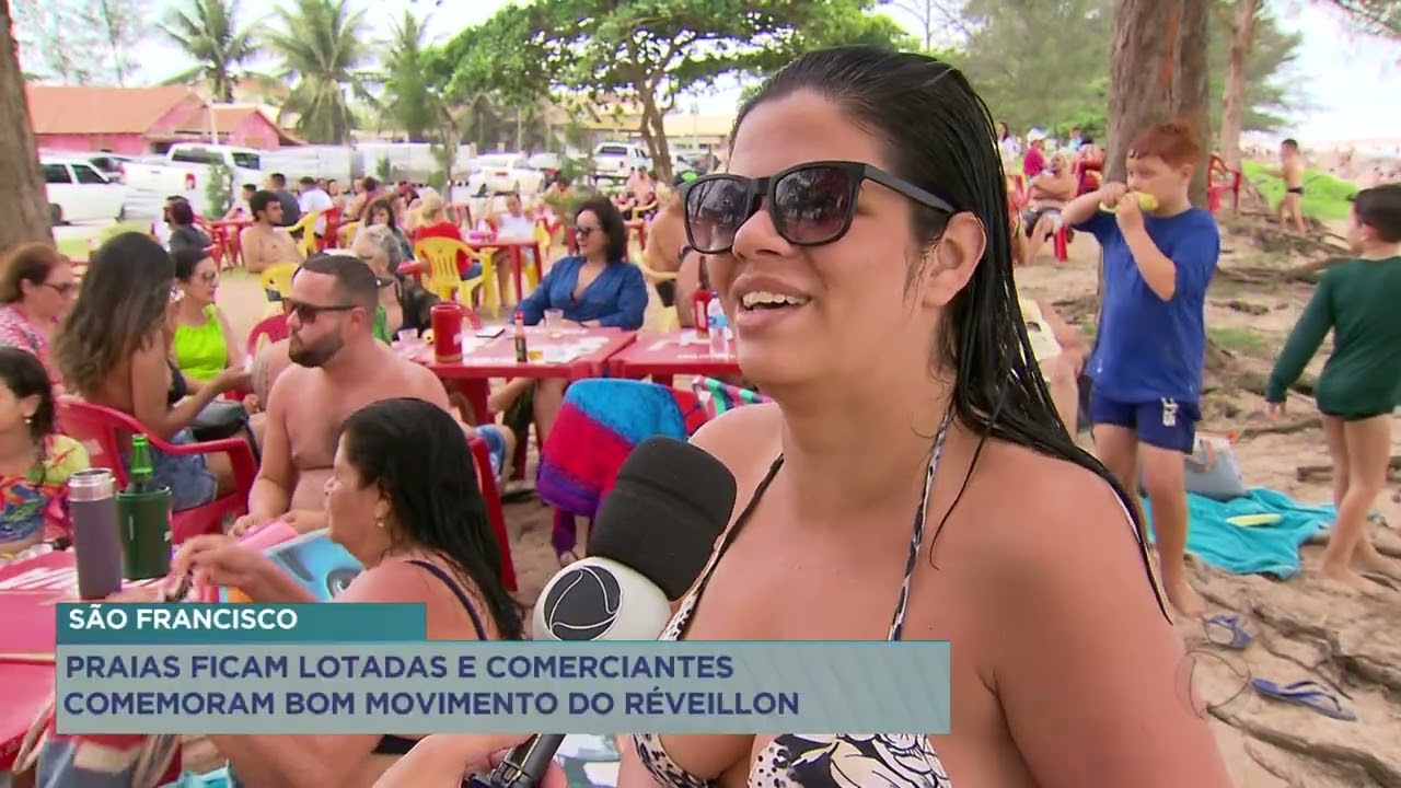Em São Francisco do Itabapoana, praias ficam lotadas e comerciantes comemoram bom movimento.