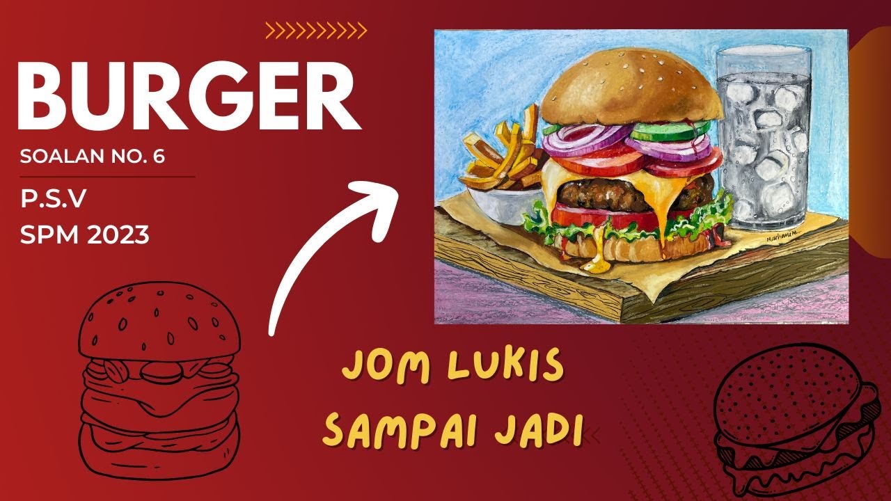 BURGER  -  OIL PASTEL DRAWING