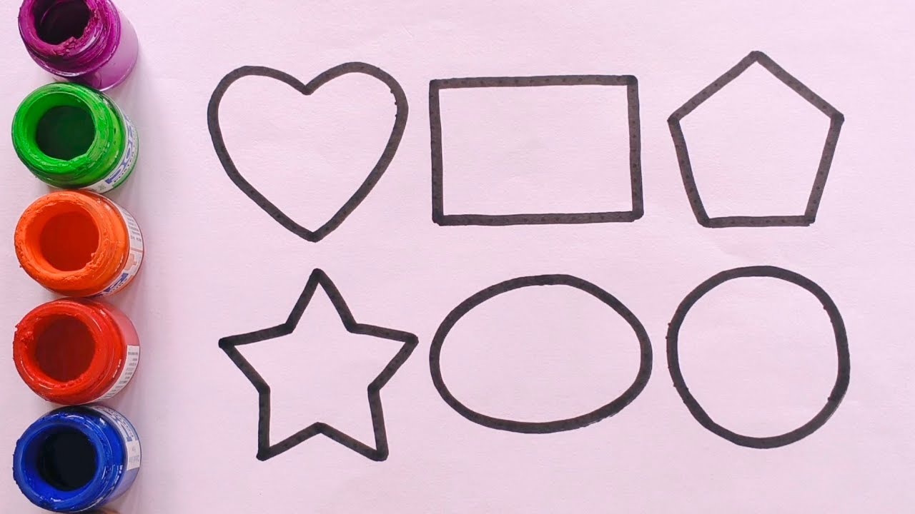 Simple Shapes Drawing for Kids | Heart Rectangle Pentagon Star Oval Circle, part- 154