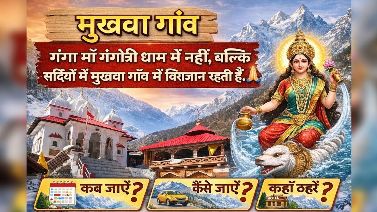 मुखबा गांव (Mukhba Village), हर्षिल घाटी (Harsil Valley), गंगा जी शीतकालीन प्रवास , गंगोत्री धाम