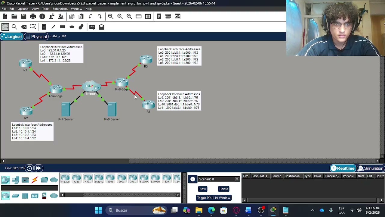 LAB 5.2.3 - implement eigrp for ipv4 and ipv6